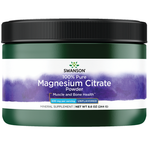 100% Pure Magnesium Citrate Powder - Unflavored 630 mg 8.6 oz